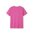 A bright pink heather t-shirt with a simple design, featuring a rear view and short sleeves.