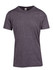A heather grey unisex T-shirt featuring a crew neckline and short sleeves, with a logo on the label.