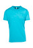 A turquoise heather T-shirt featuring a classic crew neck and short sleeves, with a logo on the label.