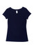 A navy women's cotton/spandex T-shirt with a scoop neckline and short sleeves. It features a tag inside.
