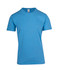 A blue heavy marl T-shirt with a round neck and short sleeves, featuring a logo on the label.