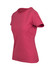A women's maroon marl T-shirt with a classic crew neckline and short sleeves. It features a logo on the fabric.