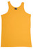 A men's cotton singlet in bright yellow, featuring a round neckline and a logo label.
