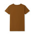 A brown women's T-shirt with a fitted design and short sleeves, featuring a logo on the back.