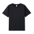 A black men's organic cotton T-shirt with a round neckline and short sleeves, featuring a logo on the label.