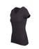 A dark grey women's marl V-neck T-shirt with short sleeves and a fitted silhouette. It features a logo.