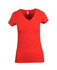A red women's marl V-neck T-shirt featuring short sleeves and a fitted design. It has a small logo on the label.