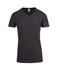 A men's marl v-neck t-shirt in a dark grey colour with a logo on the label.