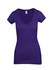 A purple women's raw cotton wave V neck t-shirt featuring a fitted design and short sleeves.