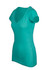 A women's raw cotton wave V-neck T-shirt in a soft teal colour, featuring a fitted silhouette and short sleeves.