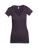 A women's raw cotton V-neck T-shirt in dark grey, featuring short sleeves and a relaxed fit.