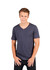 A men's unisex raw cotton wave V-neck T-shirt in navy blue, featuring short sleeves and a relaxed fit.