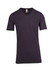 A dark grey unisex raw cotton V-neck T-shirt with short sleeves and a simple design. It features a brand logo.