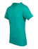 A green raw cotton V-neck T-shirt displayed from the side, featuring short sleeves and a relaxed fit.