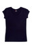 A navy women's jersey scoop neck T-shirt with short sleeves and a fitted design. Features a branding logo.