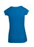 A women's scoop neck T-shirt in blue, featuring short sleeves and a simple, smooth back design.
