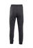 Brushed fleece track pants in dark grey, featuring an elastic waistband and cuffed ankles. Includes branding.