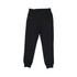 A pair of women's three-layer cotton sandwich track pants in black with an elasticated waistband and cuffs.