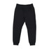Men's black three-layer cotton sandwich pants with an elastic waistband and fitted cuffs. Features a logo.