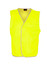 A bright yellow 100% polyester work vest with a grey trim and no reflective tape, featuring a branding logo.