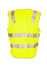 A high-visibility yellow vest featuring silver 3M reflective tape, designed for workwear.