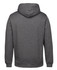 A grey hoodie with a hood, featuring a simple design and a back view, showcasing its fabric and form.