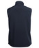 A dark navy three-layer softshell vest with a high collar and no visible front features. Includes a logo.