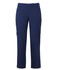 Ladies' cargo pants in navy blue, featuring side pockets and a comfortable fit. Includes a logo.