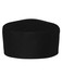 A black chef's vented cap with a mesh top for breathability and a solid band around the base. Features a logo.