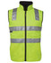High-visibility yellow reflective vest with silver stripes and a zip front, featuring a logo on the side.