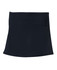 A black skort featuring a smooth design and a branding logo on the waistband. Ideal for active wear.