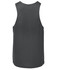 A dark grey singlet featuring a regular fit and a smooth design. It has a branding logo on the back.