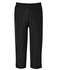 Black track pants with an elastic waistband, featuring a simple design and no visible branding.