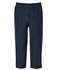Navy track pants with an elasticated waistband, featuring side pockets and a simple logo.