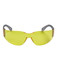A pair of yellow sunglasses with grey arms and a logo on the side, ideal for leisure and outdoor activities.