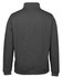 A charcoal grey 1/2 zip sweatshirt featuring a high collar and long sleeves, with a logo on the back.