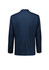 A navy blue men's jacket featuring a single vent and buttoned sleeves, with a simple logo on the back.