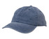A blue enzyme washed pigment dyed cotton twill cap with a curved brim and stitching details. Features a logo.