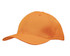 An orange breathable poly twill cap featuring circle perforations and a logo on the side.