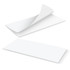 A horizontal note pad featuring 25 white leaves, with one leaf partially turned over, displaying a clean and simple design.