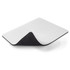 A white deluxe mouse mat with a black underside, featuring a smooth surface and a slight curve at one edge.