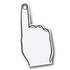 A white foam hand with a black outline, featuring an upward-pointing finger.