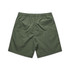 Active training shorts in a rich green colour, featuring an elastic waistband and a back pocket, has a logo detail.