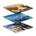 Three colourful mouse mats featuring various images and branding, showcasing different designs suitable for office use.