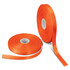 Two rolls of 15mm personalised ribbon in vibrant orange, featuring a smooth satin finish, with one roll partially unspooled.