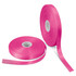 Two rolls of vibrant pink personalised ribbon, each measuring 15mm in width, displayed side by side.