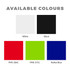 A display of available colours for a silicone collapsible pet bowl: white, black, red, green, and blue.