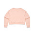 A cropped sweat jumper in soft pink with long sleeves and a simple, stylish design. It features a branding logo.