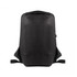 A black ECO NOVA computer backpack featuring a sleek design and adjustable straps. It has a branding logo.