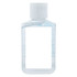 A transparent 60ml hand sanitiser gel bottle with a white cap, containing 75% ethyl-alcohol.